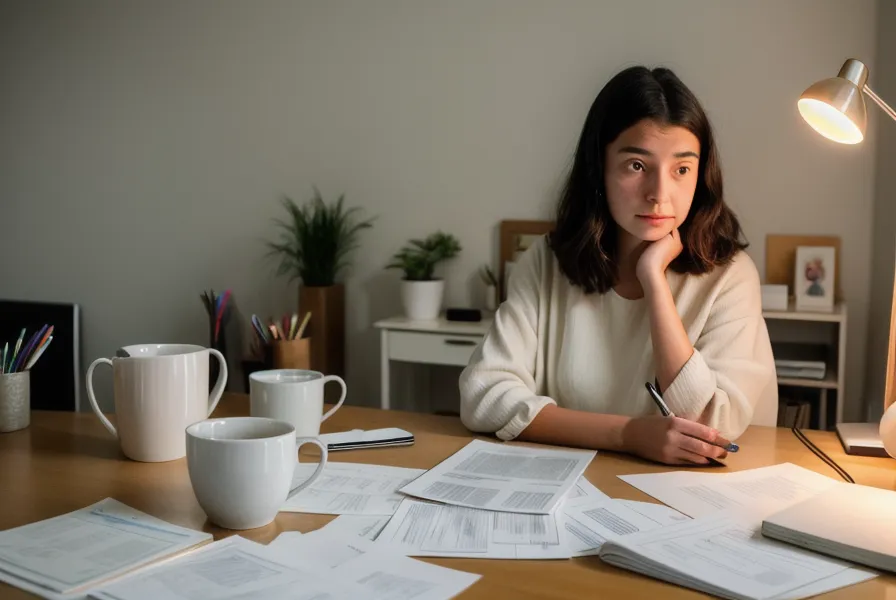 Pile de courrier administratif sur un bureau mal organisé, avant la mise en place des trois zones