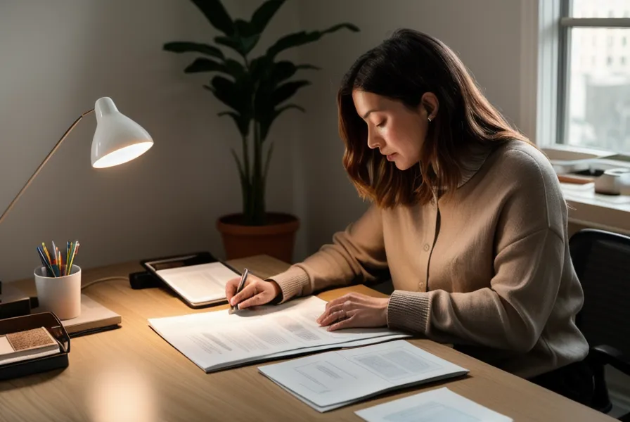Mains classant des factures pour préparer le bilan annuel d'une petite société