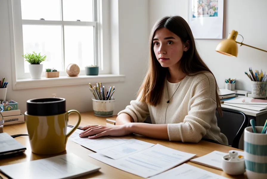 Documents d'assurance pro et tasse de café sur un bureau, pause dans la gestion administrative freelance
