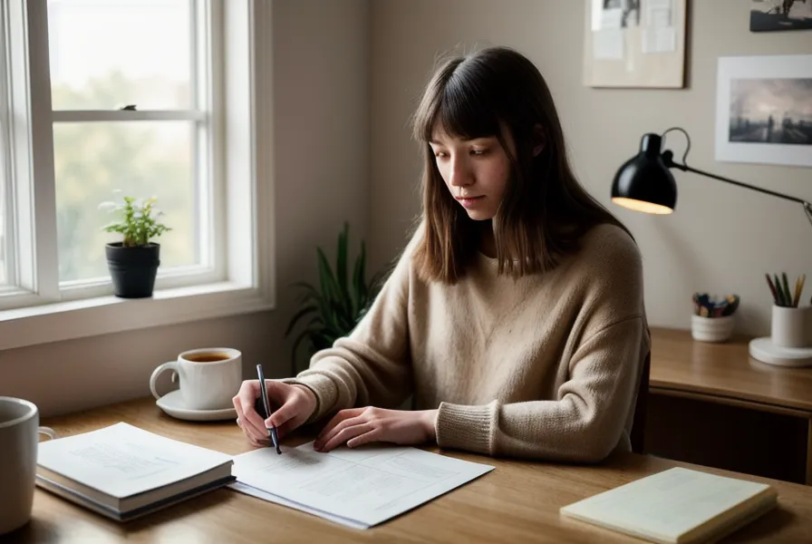 Mug de thé et carnet de notes sur un bureau, symbole d'un admin facile au quotidien pour une petite entreprise